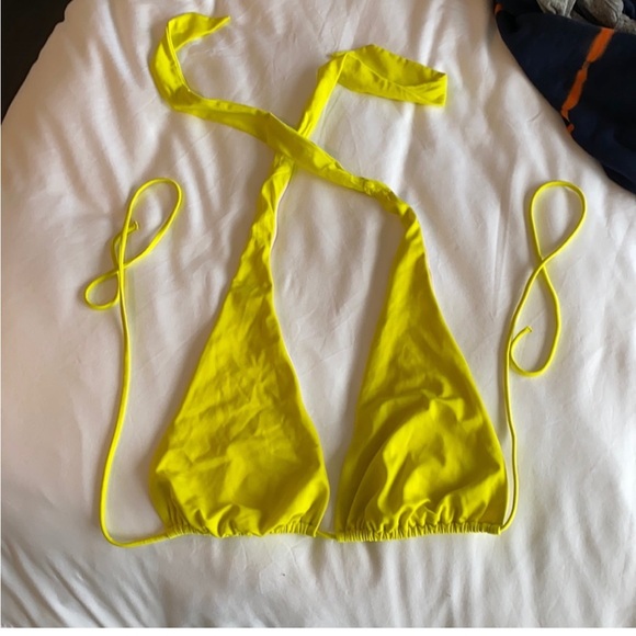 We Are Hah Bright Lemon Yellow Strappy Bikini Set Bottom & Top - Picture 4 of 5